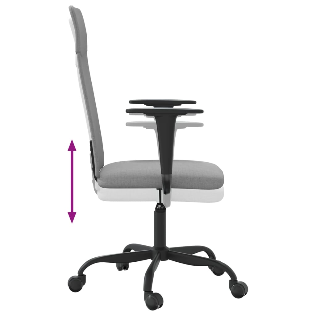 vidaXL Scaun de birou reglabil în înălțime, gri deschis, textil vidaXL Scaun de birou reglabil în înălțime, gri deschis, textil