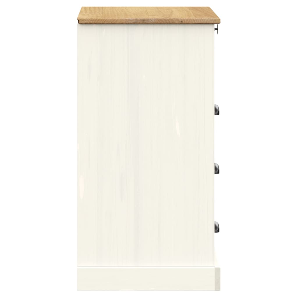 vidaXL Comodă cu sertare VIGO, alb, 80x40x76 cm, lemn masiv de pin