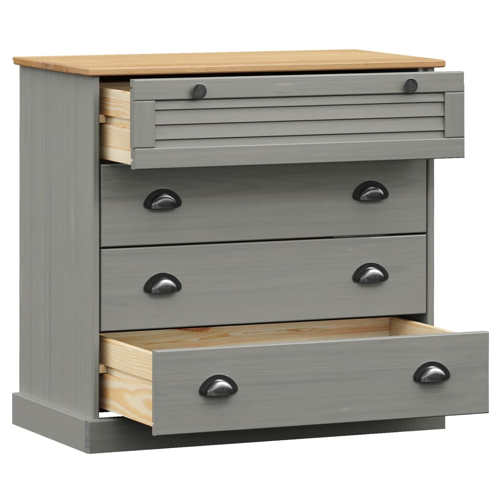 vidaXL Comodă cu sertare VIGO, gri, 80x40x76 cm, lemn masiv de pin vidaXL Comodă cu sertare VIGO, gri, 80x40x76 cm, lemn masiv de pin