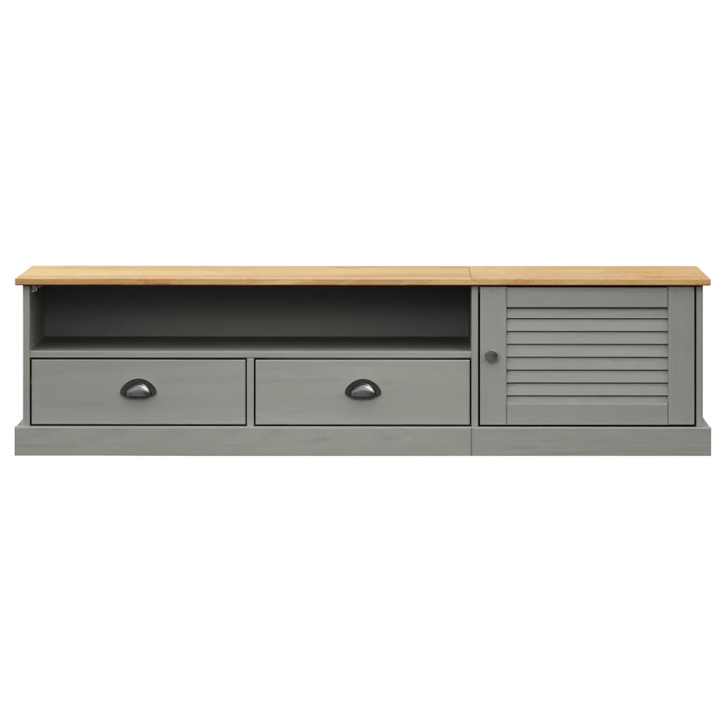 vidaXL Comodă TV VIGO, gri, 156x40x40 cm, lemn masiv de pin