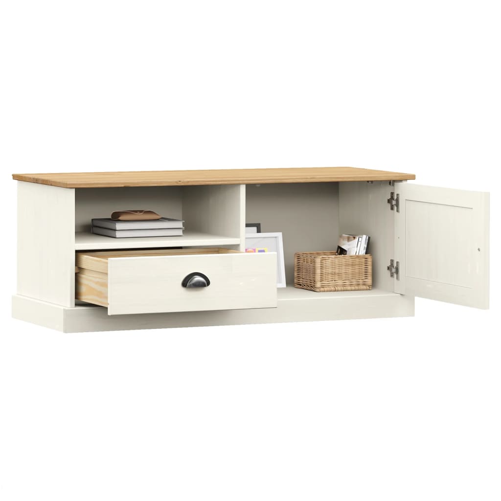 vidaXL Comodă TV VIGO, alb, 106x40x40 cm, lemn masiv de pin