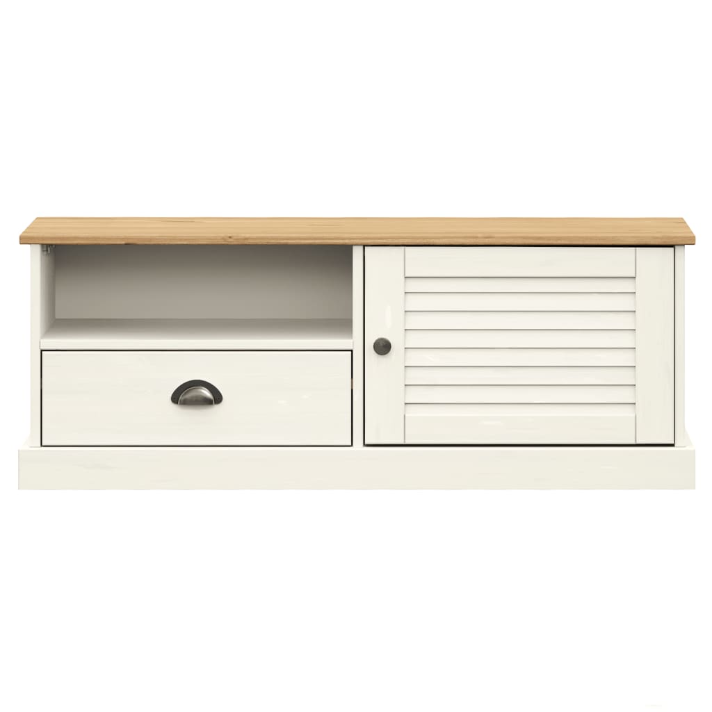 vidaXL Comodă TV VIGO, alb, 106x40x40 cm, lemn masiv de pin