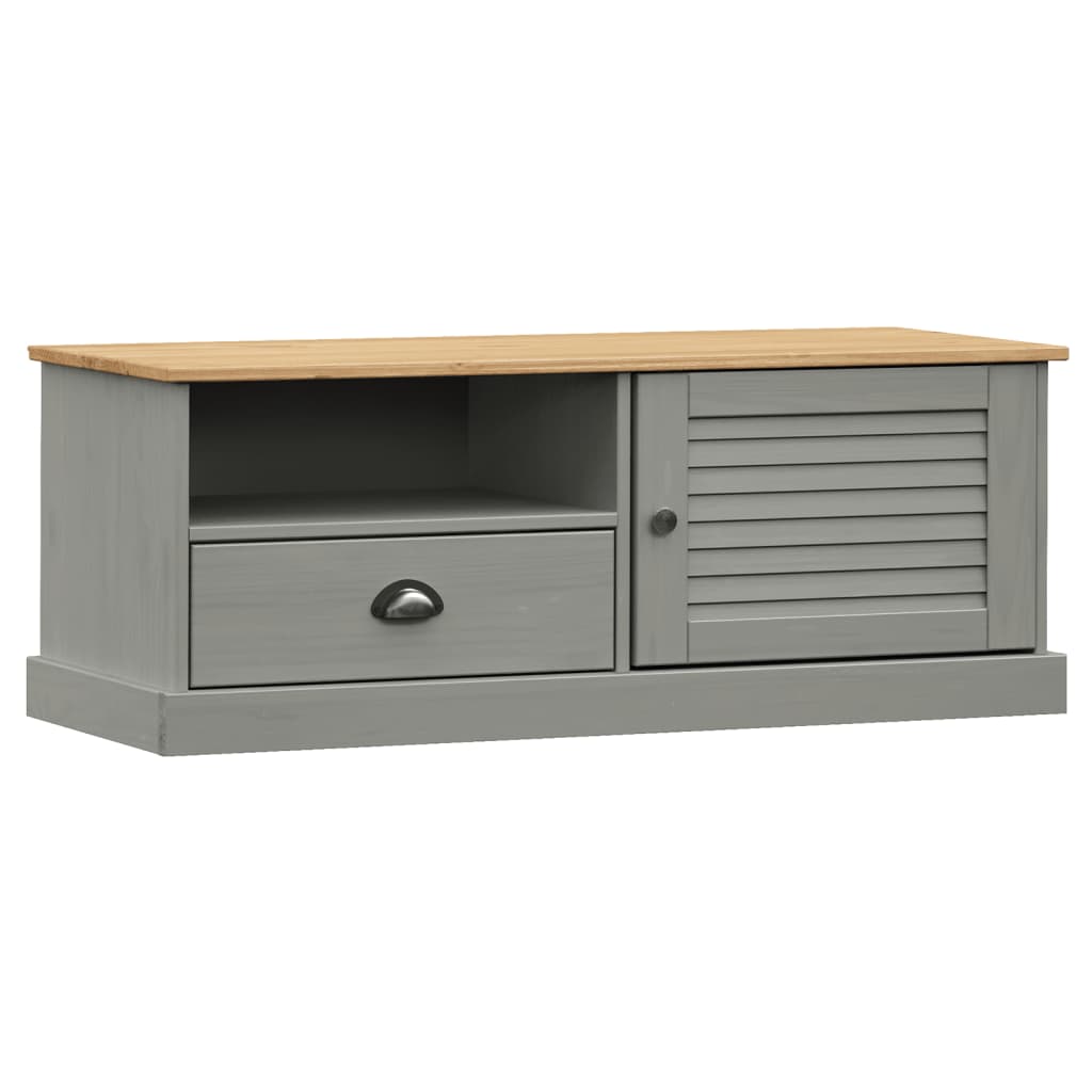 vidaXL Comodă TV VIGO, gri, 106x40x40 cm, lemn masiv de pin