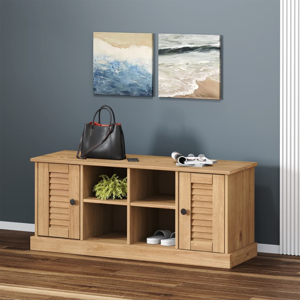 vidaXL Bancă de pantofi VIGO, 106x35x45 cm, lemn masiv de pin vidaXL Bancă de pantofi VIGO, 106x35x45 cm, lemn masiv de pin