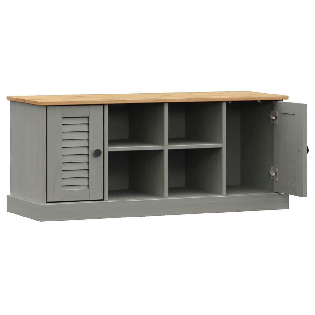 vidaXL Bancă de pantofi VIGO, gri, 106x35x45 cm, lemn masiv de pin vidaXL Bancă de pantofi VIGO, gri, 106x35x45 cm, lemn masiv de pin