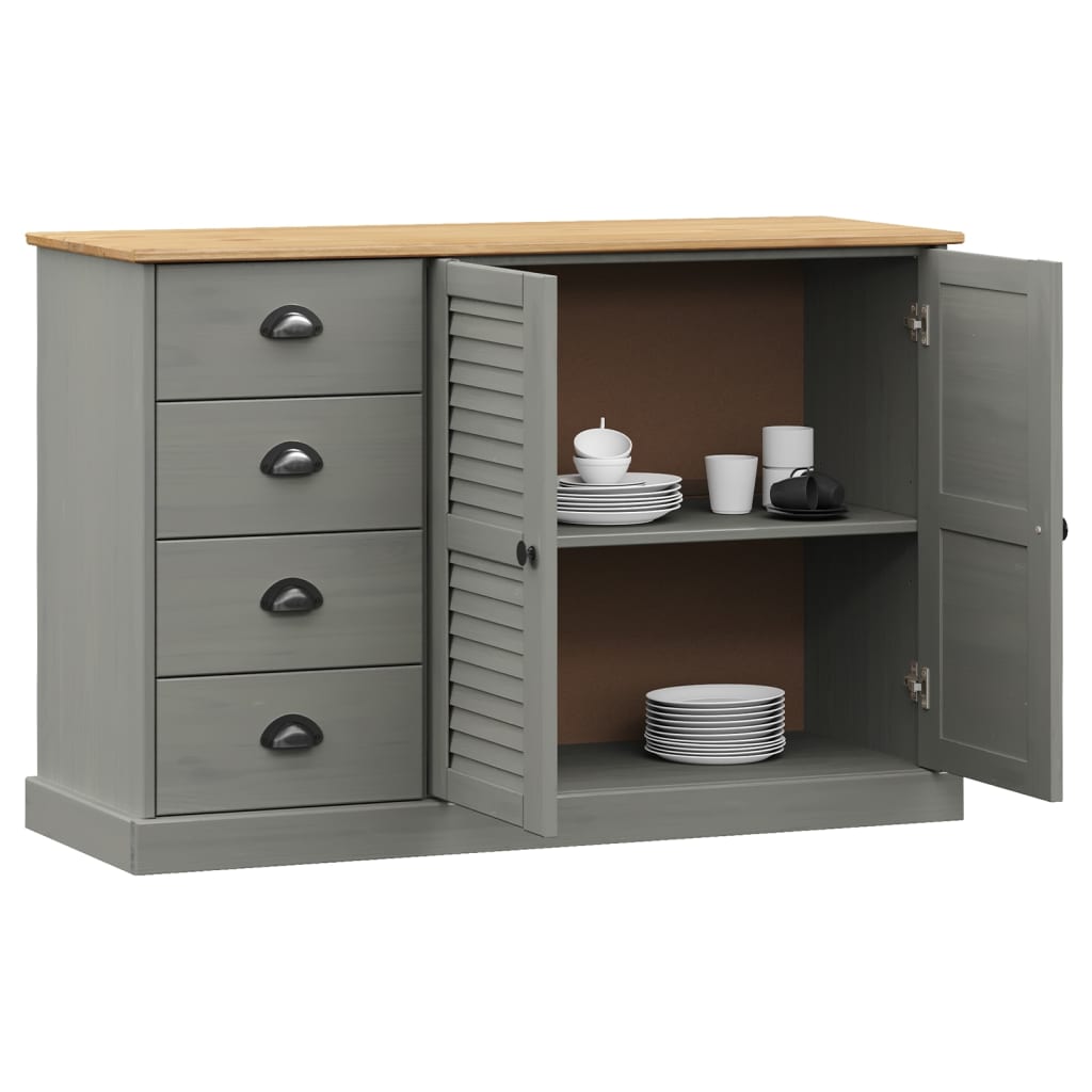 vidaXL Servantă cu sertare VIGO, gri, 113x40x75 cm, lemn masiv de pin vidaXL Servantă cu sertare VIGO, gri, 113x40x75 cm, lemn masiv de pin