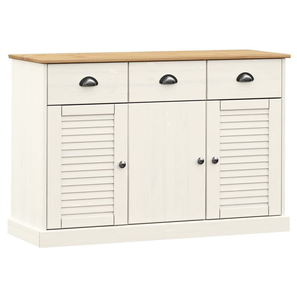 vidaXL Servantă cu sertare VIGO, alb, 113x40x75 cm, lemn masiv de pin vidaXL Servantă cu sertare VIGO, alb, 113x40x75 cm, lemn masiv de pin