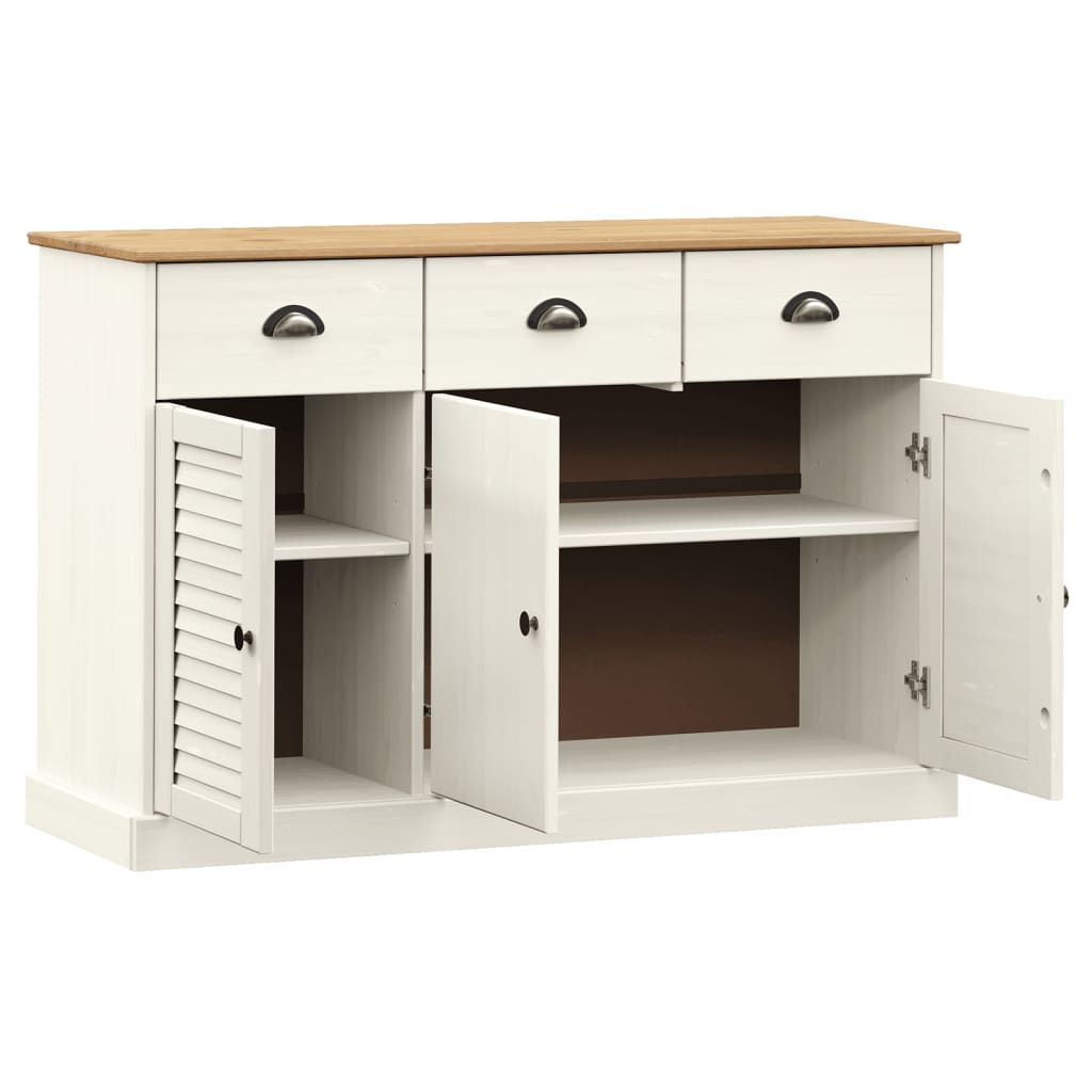 vidaXL Servantă cu sertare VIGO, alb, 113x40x75 cm, lemn masiv de pin vidaXL Servantă cu sertare VIGO, alb, 113x40x75 cm, lemn masiv de pin