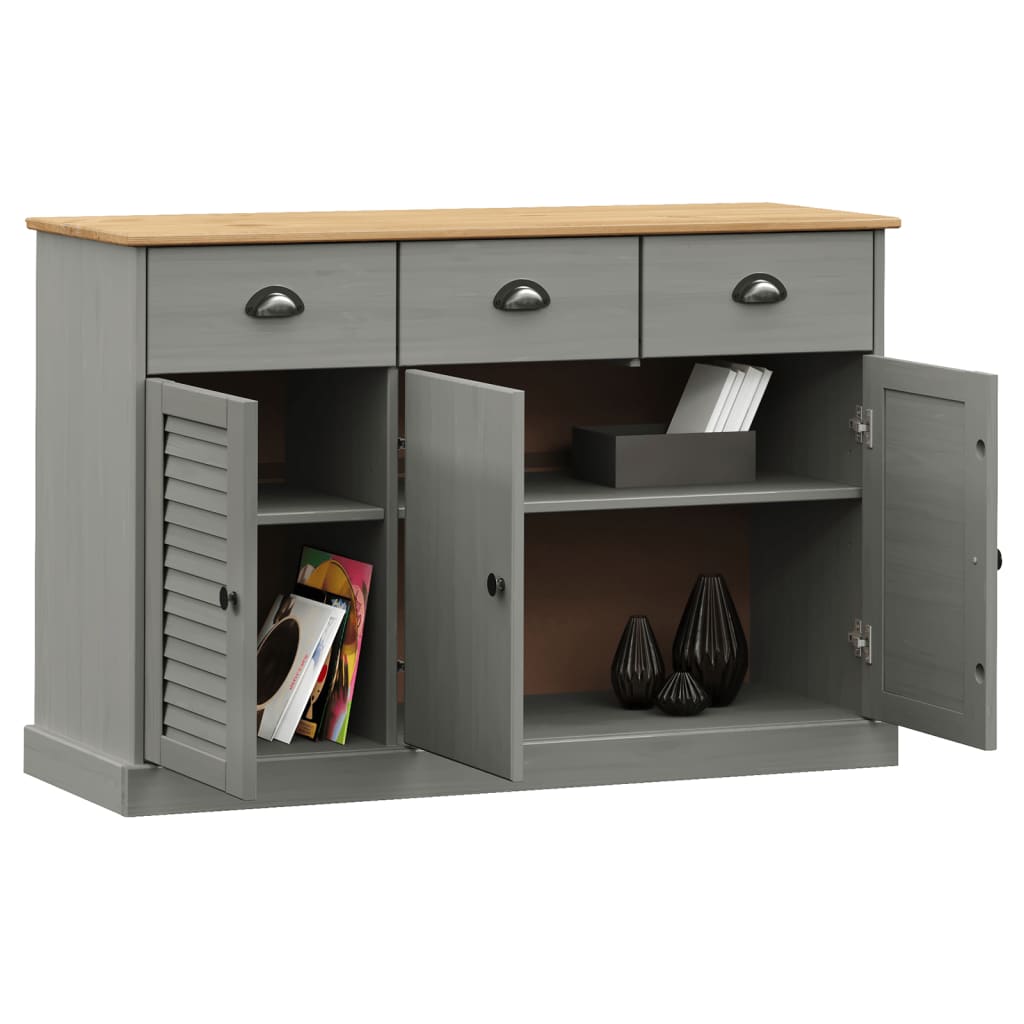 vidaXL Servantă cu sertare VIGO, gri, 113x40x75 cm, lemn masiv de pin vidaXL Servantă cu sertare VIGO, gri, 113x40x75 cm, lemn masiv de pin