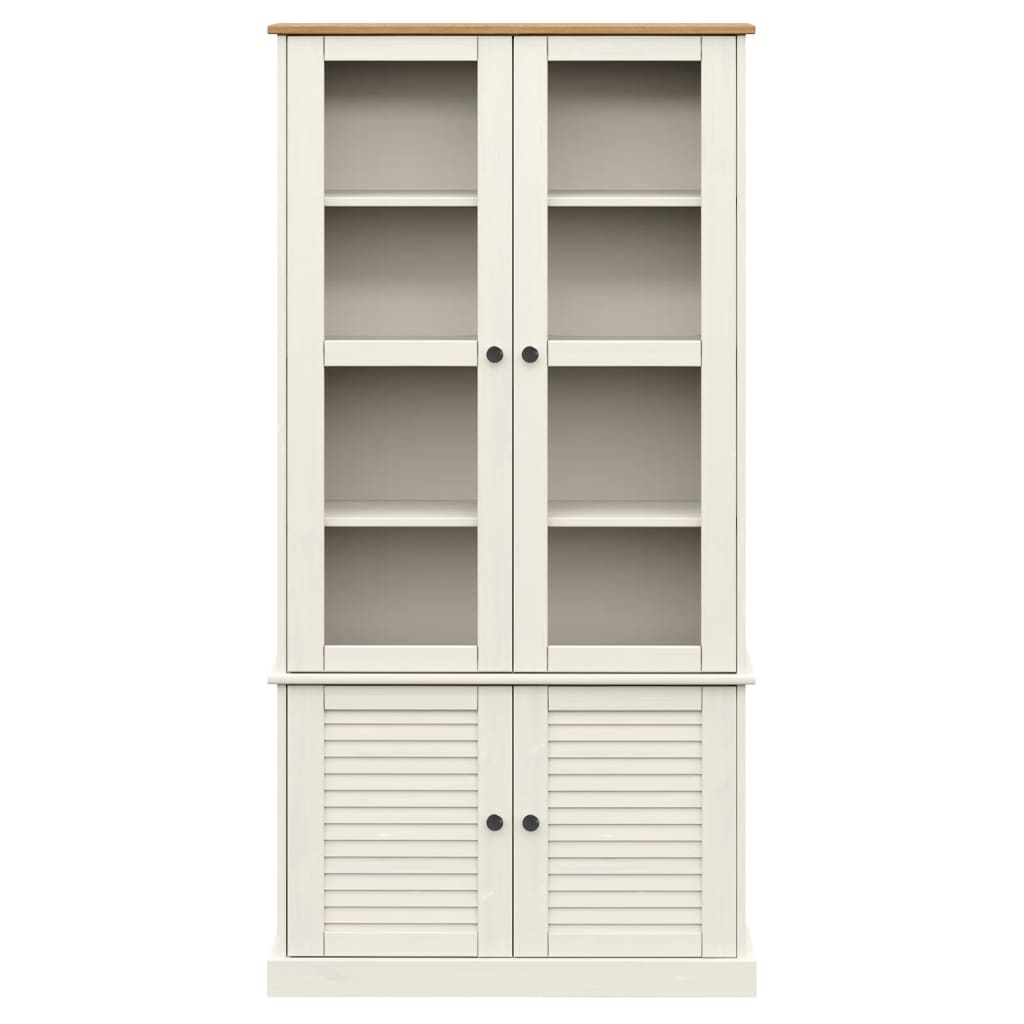 vidaXL Vitrină de sticlă VIGO, alb, 85x35x170 cm, lemn masiv de pin vidaXL Vitrină de sticlă VIGO, alb, 85x35x170 cm, lemn masiv de pin