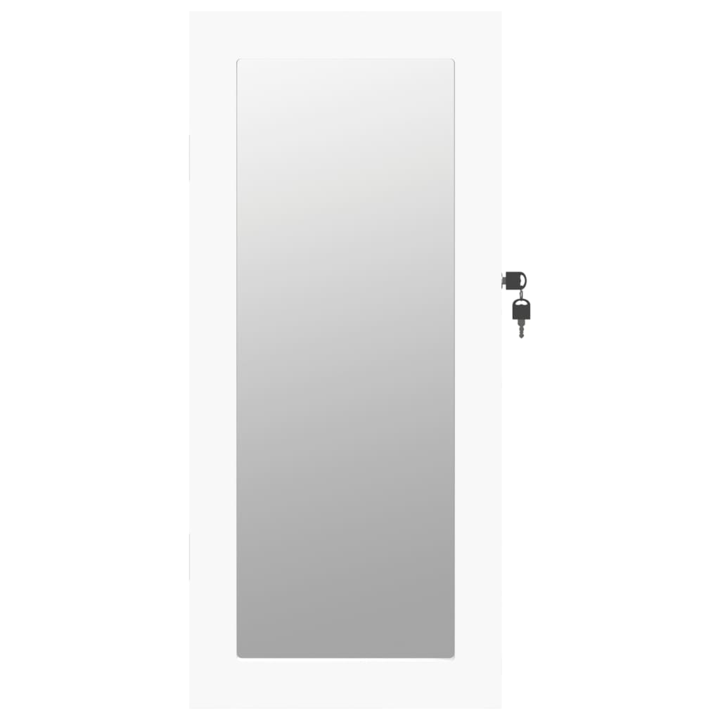 vidaXL Dulap de bijuterii cu oglindă de perete, alb, 30x8,5x67 cm vidaXL Dulap de bijuterii cu oglindă de perete, alb, 30x8,5x67 cm