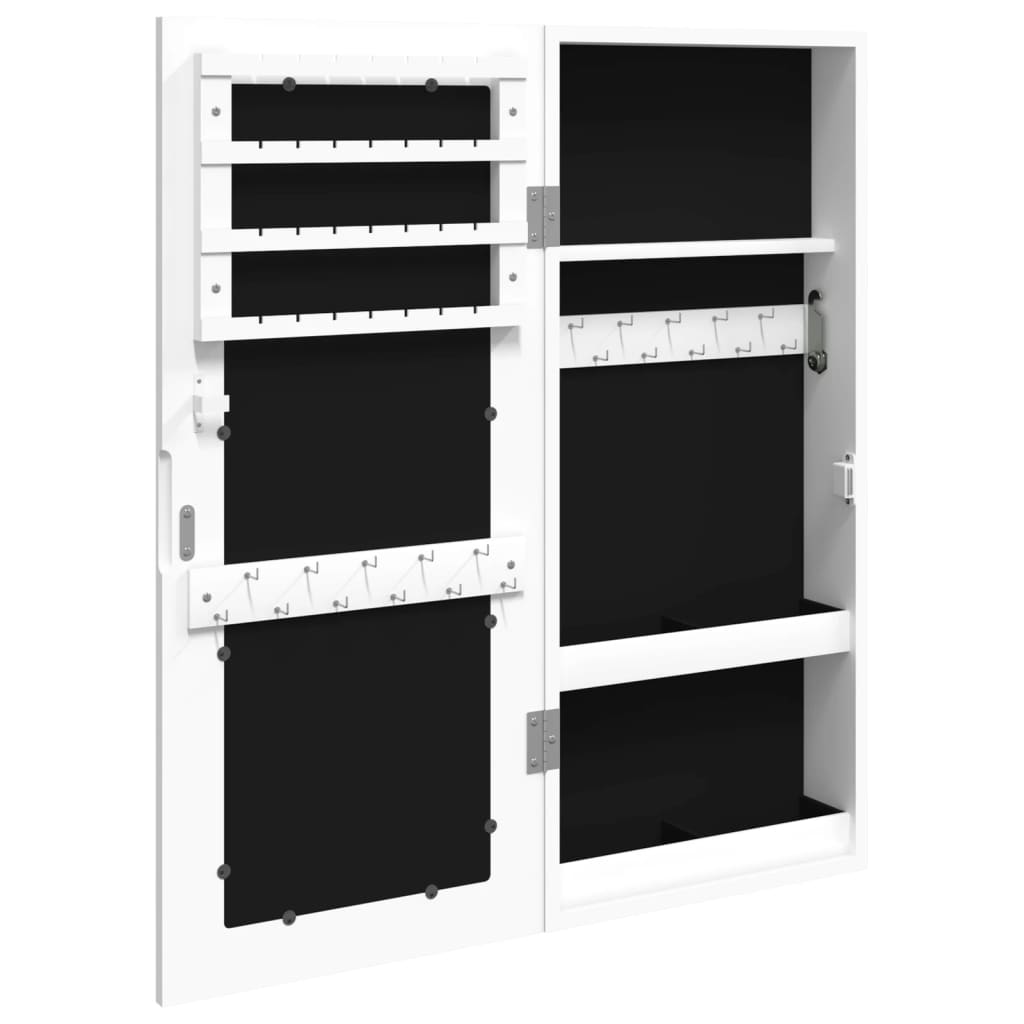vidaXL Dulap de bijuterii cu oglindă de perete, alb, 30x8,5x67 cm vidaXL Dulap de bijuterii cu oglindă de perete, alb, 30x8,5x67 cm