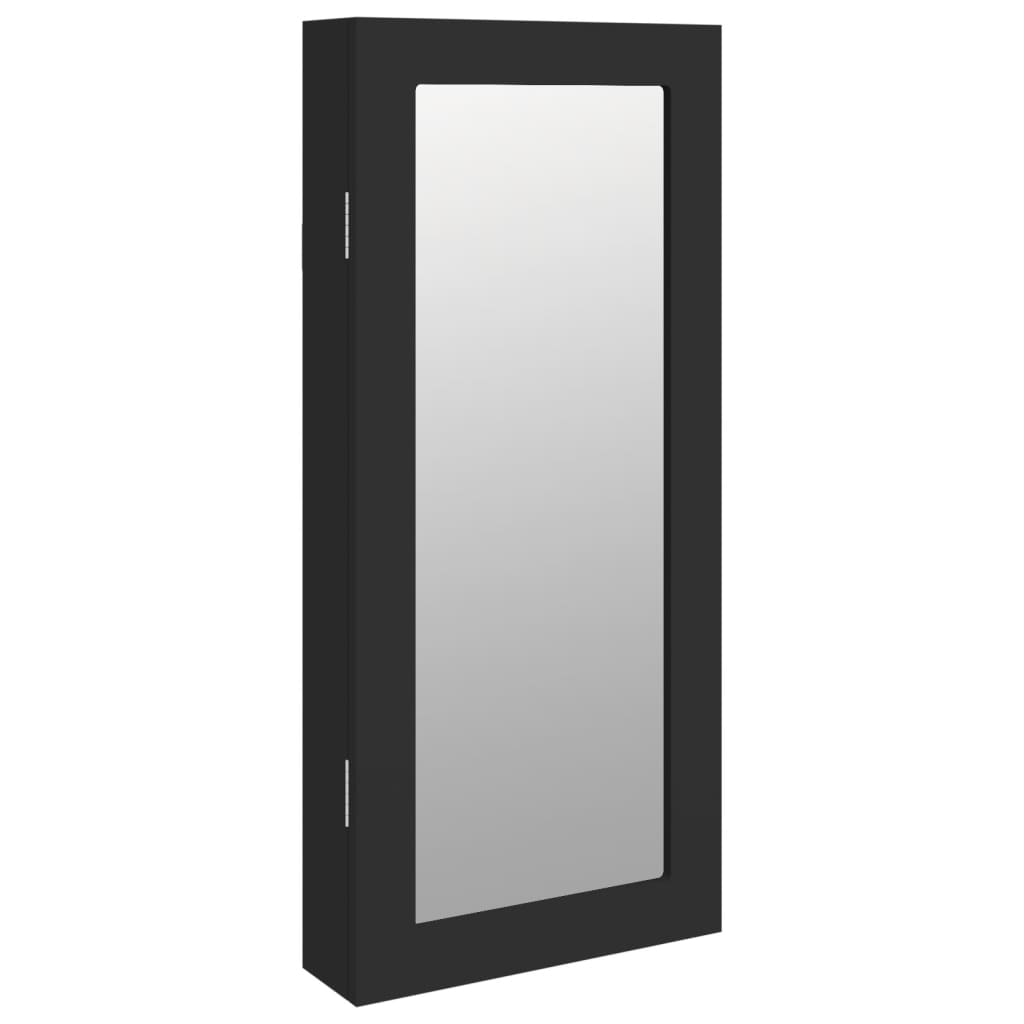 vidaXL Dulap de bijuterii cu oglindă de perete, negru, 30x8,5x67 cm vidaXL Dulap de bijuterii cu oglindă de perete, negru, 30x8,5x67 cm