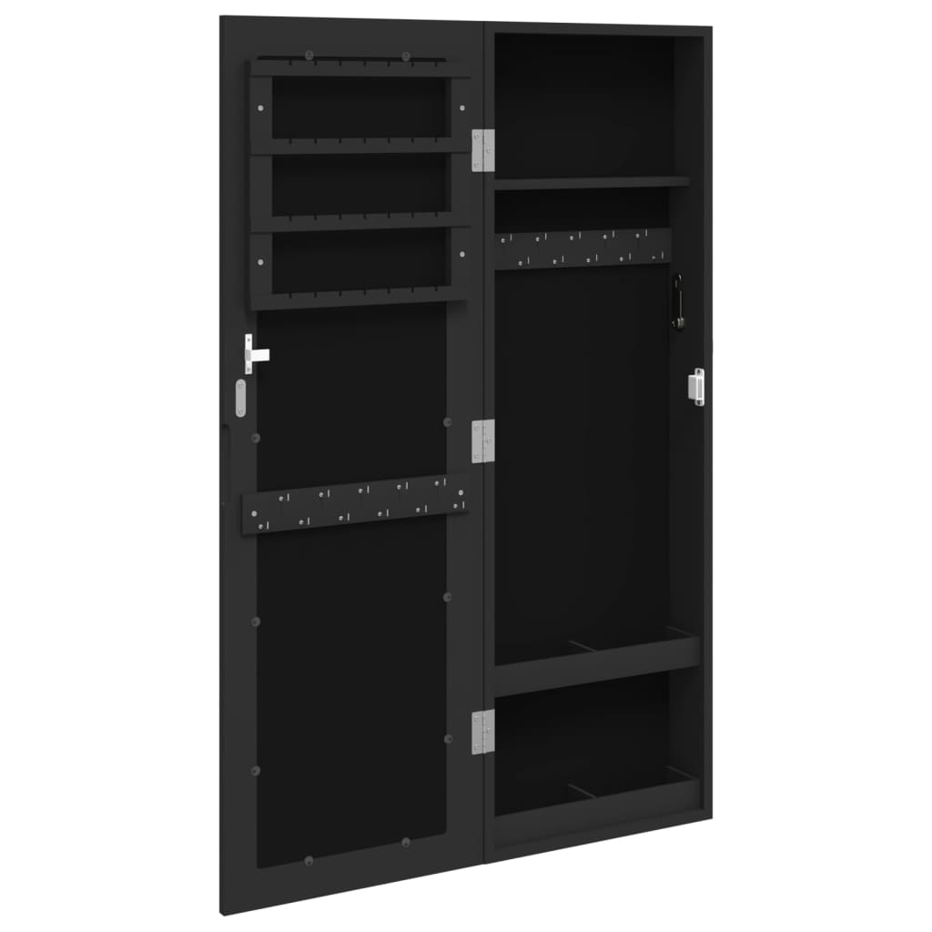 vidaXL Dulap de bijuterii & oglindă montat pe perete negru 30x8,5x90cm vidaXL Dulap de bijuterii & oglindă montat pe perete negru 30x8,5x90cm