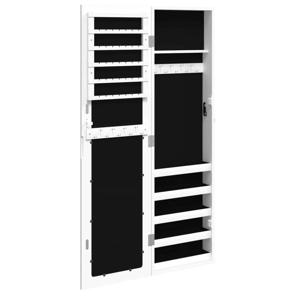 vidaXL Dulap de bijuterii cu oglindă de perete, alb, 30x8,5x106 cm vidaXL Dulap de bijuterii cu oglindă de perete, alb, 30x8,5x106 cm