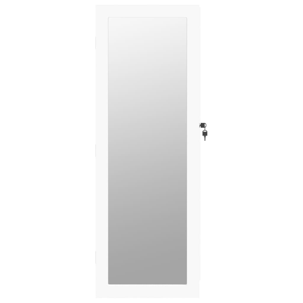 vidaXL Dulap de bijuterii cu oglindă de perete, alb, 37,5x10x106 cm vidaXL Dulap de bijuterii cu oglindă de perete, alb, 37,5x10x106 cm