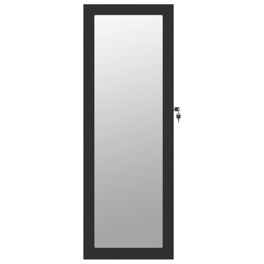 vidaXL Dulap de bijuterii cu oglindă de perete, negru, 37,5x10x106 cm vidaXL Dulap de bijuterii cu oglindă de perete, negru, 37,5x10x106 cm