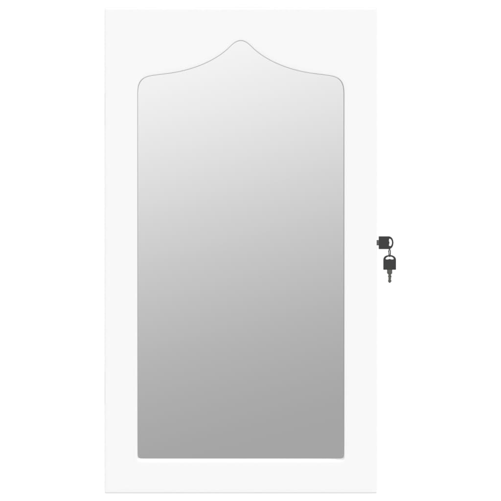 vidaXL Dulap de bijuterii cu oglindă de perete, alb, 37,5x10x67 cm vidaXL Dulap de bijuterii cu oglindă de perete, alb, 37,5x10x67 cm