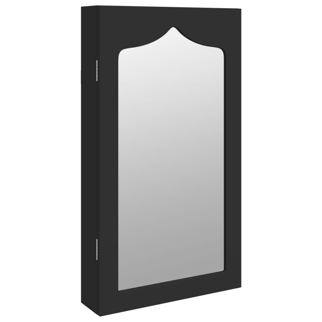 vidaXL Dulap de bijuterii cu oglindă de perete, negru, 37,5x10x67 cm vidaXL Dulap de bijuterii cu oglindă de perete, negru, 37,5x10x67 cm