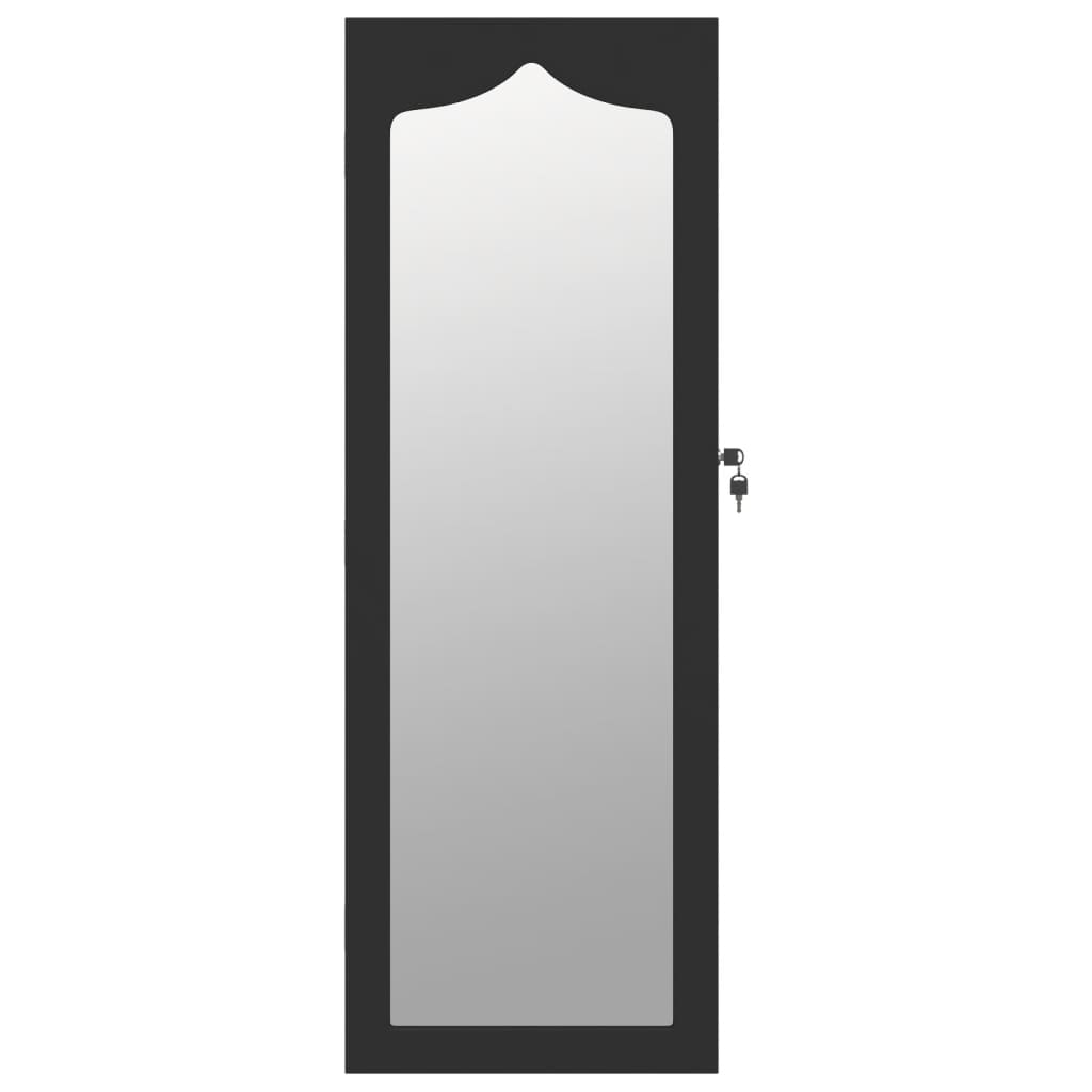 vidaXL Dulap de bijuterii cu oglindă de perete, negru, 37,5x10x106 cm vidaXL Dulap de bijuterii cu oglindă de perete, negru, 37,5x10x106 cm