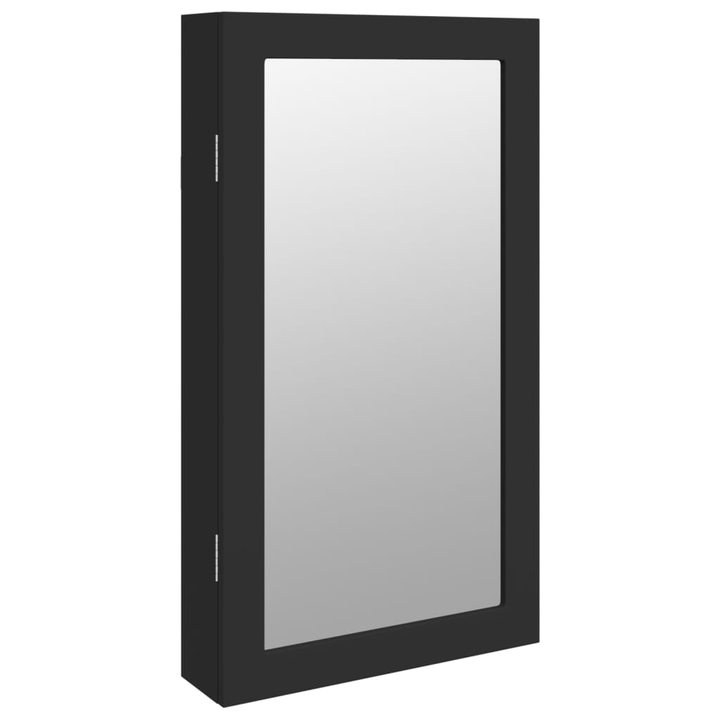 vidaXL Dulap de bijuterii cu oglindă și lumini LED, de perete, negru vidaXL Dulap de bijuterii cu oglindă și lumini LED, de perete, negru