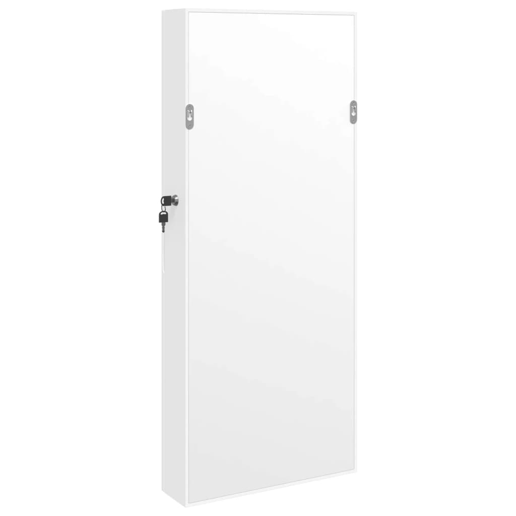 vidaXL Dulap de bijuterii cu oglindă și lumini LED, de perete, alb