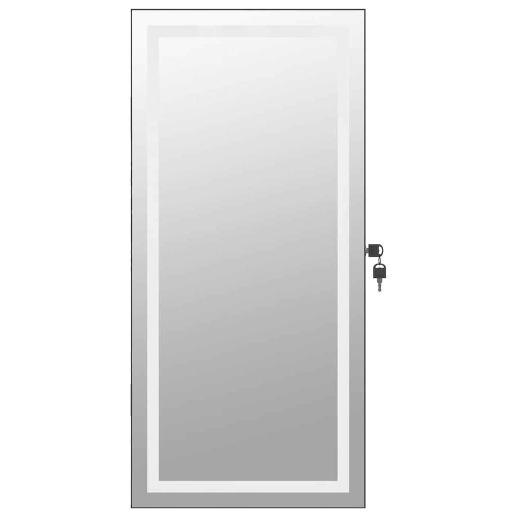 vidaXL Dulap de bijuterii cu oglindă și lumini LED, de perete, negru