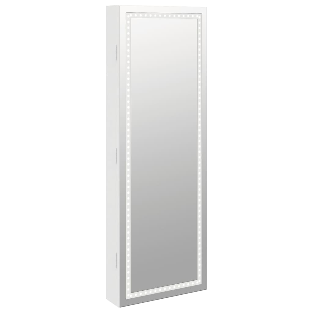vidaXL Dulap de bijuterii cu oglindă și lumini LED, de perete, alb vidaXL Dulap de bijuterii cu oglindă și lumini LED, de perete, alb