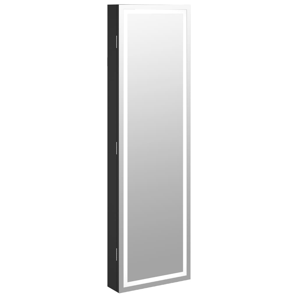 vidaXL Dulap de bijuterii cu oglindă și lumini LED, de perete, negru vidaXL Dulap de bijuterii cu oglindă și lumini LED, de perete, negru
