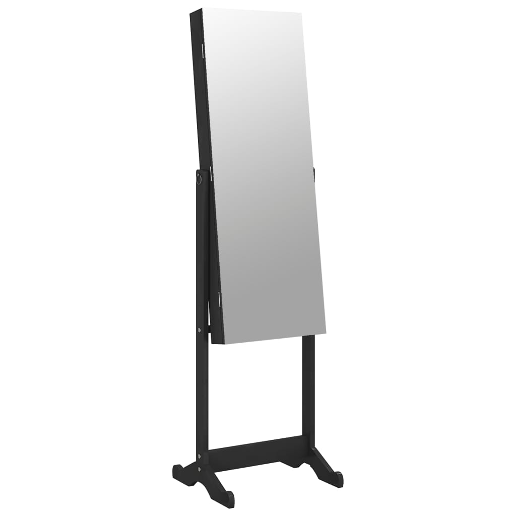 vidaXL Dulap de bijuterii cu oglindă independent, negru, 42x38x152 cm vidaXL Dulap de bijuterii cu oglindă independent, negru, 42x38x152 cm