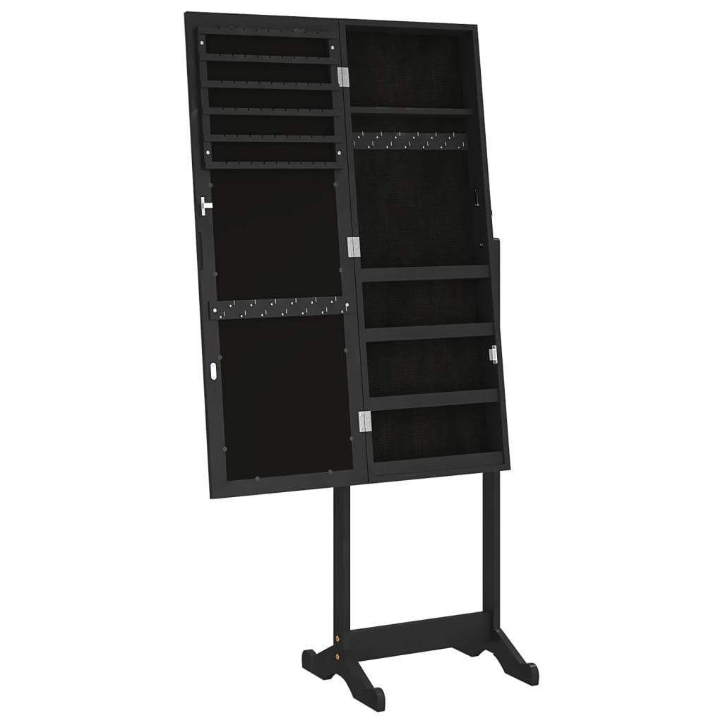 vidaXL Dulap de bijuterii cu oglindă independent, negru, 42x38x152 cm vidaXL Dulap de bijuterii cu oglindă independent, negru, 42x38x152 cm