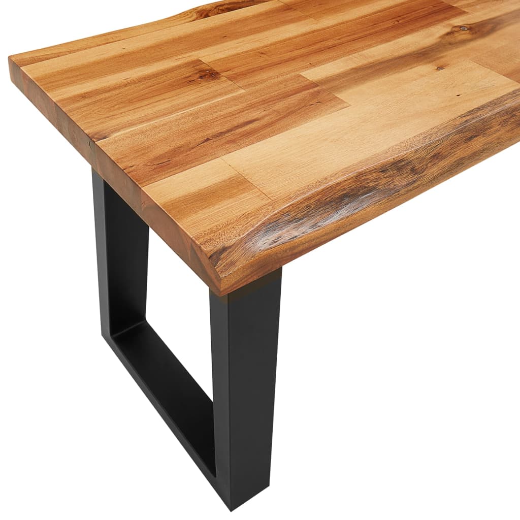 vidaXL Bancă cu margini naturale 140 cm, lemn masiv de acacia