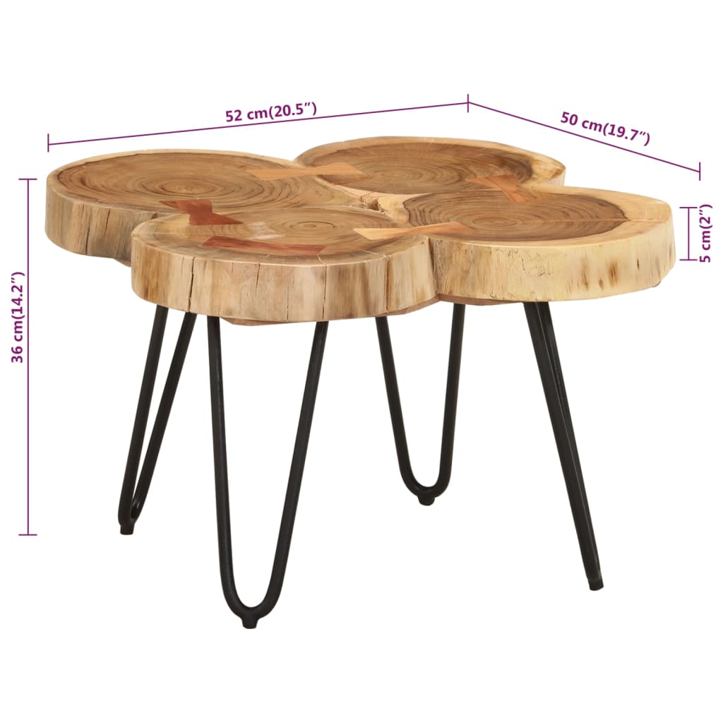 vidaXL Măsuță de cafea, 36 cm, 4 trunchiuri, lemn masiv de acacia vidaXL Măsuță de cafea, 36 cm, 4 trunchiuri, lemn masiv de acacia