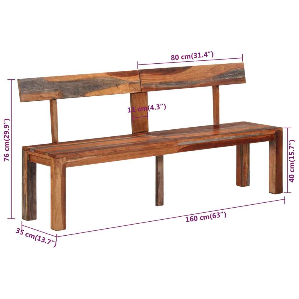 vidaXL Banchetă cu spătar, gri, 160 cm, lemn masiv de acacia vidaXL Banchetă cu spătar, gri, 160 cm, lemn masiv de acacia
