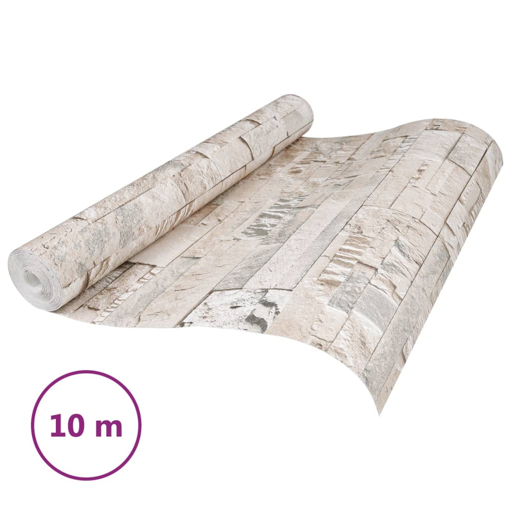 vidaXL Tapet 3D, aspect piatră gri și bej, 10x0,53 m, nețesut vidaXL Tapet 3D, aspect piatră gri și bej, 10x0,53 m, nețesut