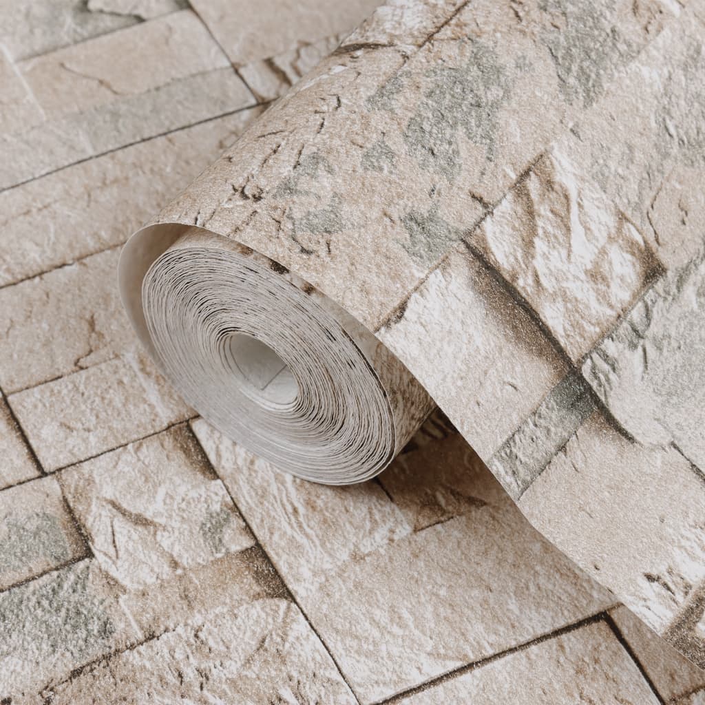 vidaXL Tapet 3D, aspect piatră gri și bej, 10x0,53 m, nețesut vidaXL Tapet 3D, aspect piatră gri și bej, 10x0,53 m, nețesut