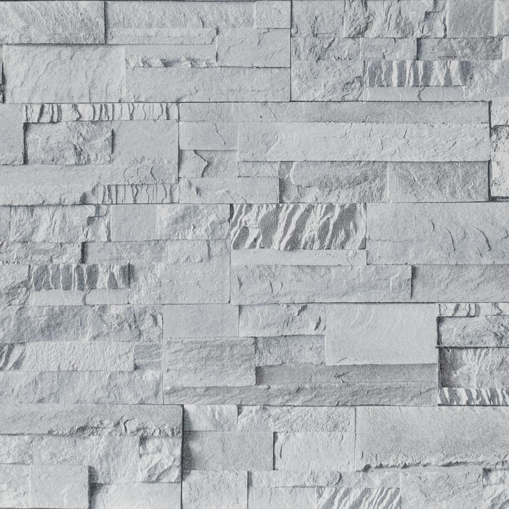vidaXL Tapet 3D, aspect piatră gri deschis, 10x0,53 m, nețesut vidaXL Tapet 3D, aspect piatră gri deschis, 10x0,53 m, nețesut