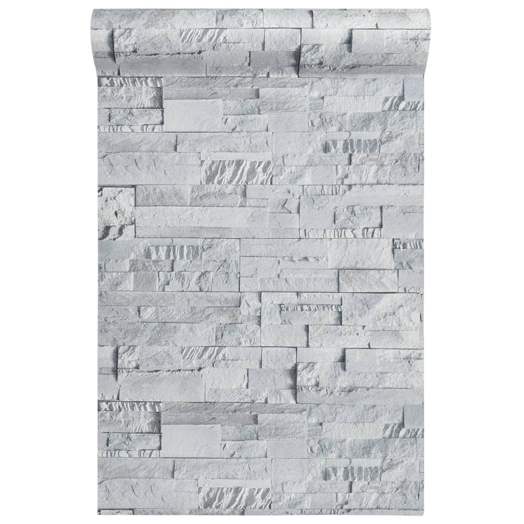 vidaXL Tapet 3D, aspect piatră gri deschis, 10x0,53 m, nețesut vidaXL Tapet 3D, aspect piatră gri deschis, 10x0,53 m, nețesut