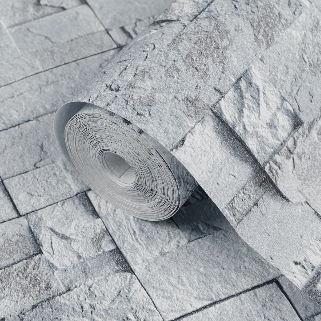 vidaXL Tapet 3D, aspect piatră gri deschis, 10x0,53 m, nețesut vidaXL Tapet 3D, aspect piatră gri deschis, 10x0,53 m, nețesut