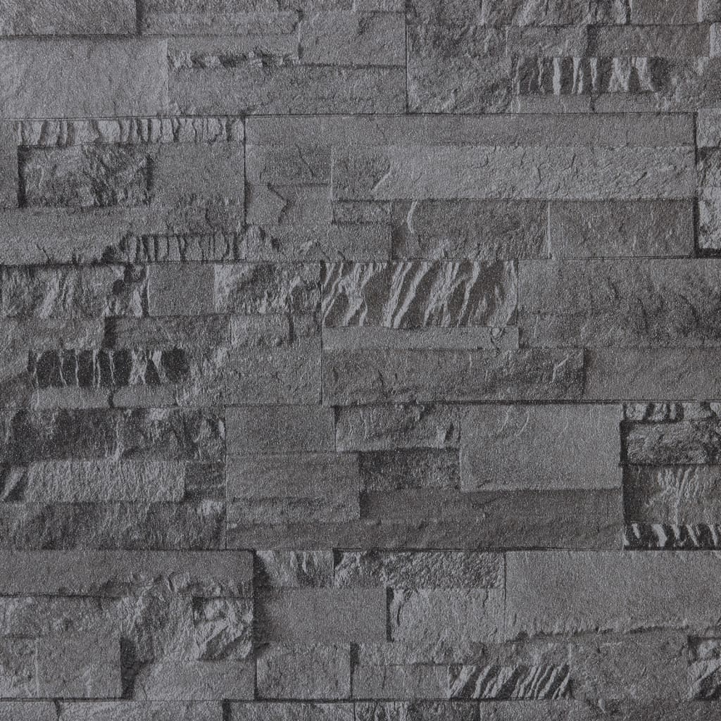 vidaXL Tapet 3D, aspect piatră negru, 10x0,53 m, nețesut vidaXL Tapet 3D, aspect piatră negru, 10x0,53 m, nețesut
