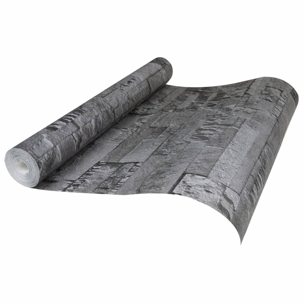 vidaXL Tapet 3D, aspect piatră negru, 10x0,53 m, nețesut vidaXL Tapet 3D, aspect piatră negru, 10x0,53 m, nețesut