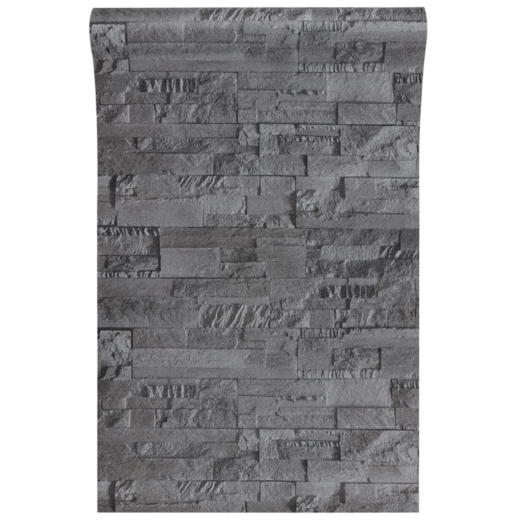 vidaXL Tapet 3D, aspect piatră negru, 10x0,53 m, nețesut vidaXL Tapet 3D, aspect piatră negru, 10x0,53 m, nețesut