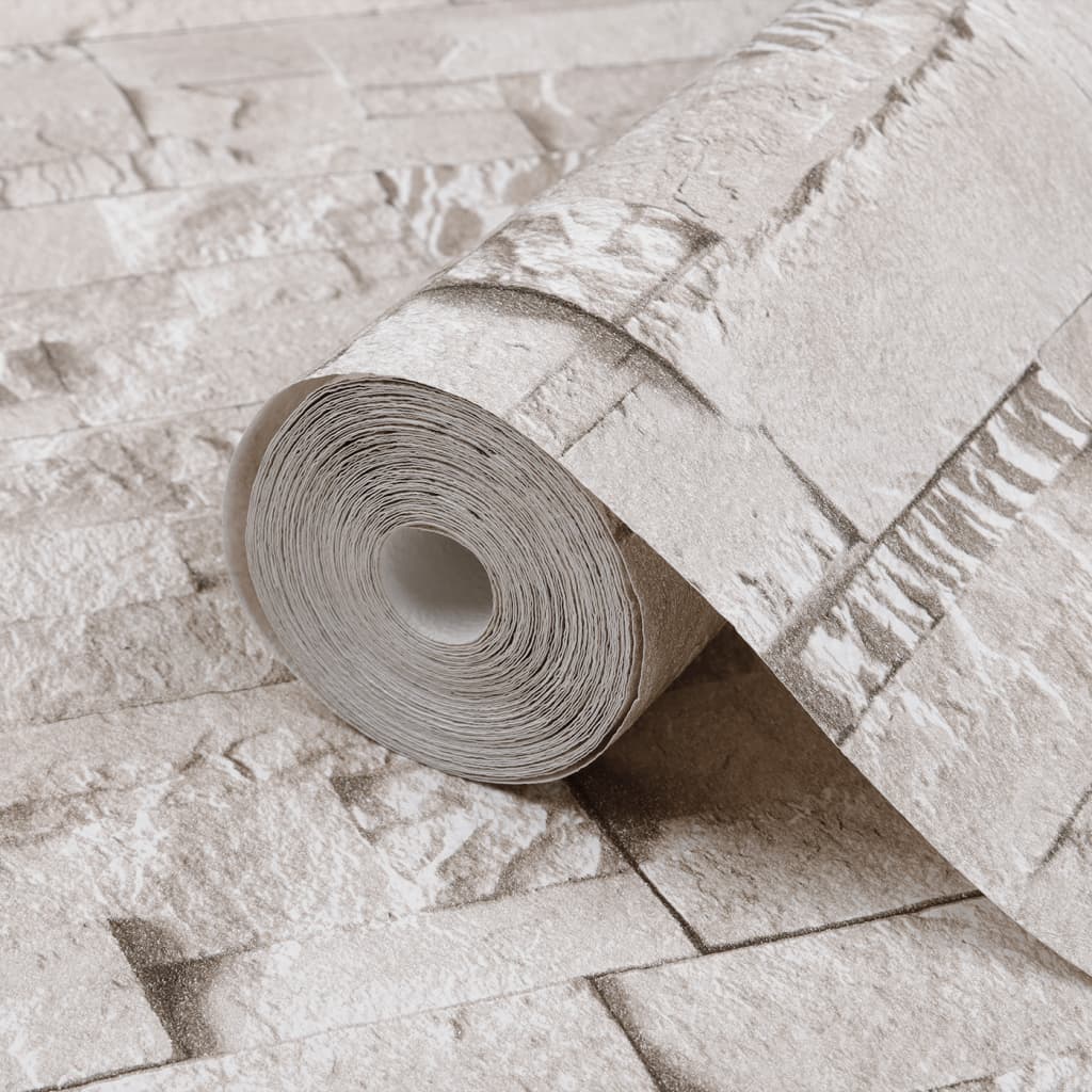 vidaXL Tapet 3D, aspect piatră crem, 10x0,53 m, nețesut vidaXL Tapet 3D, aspect piatră crem, 10x0,53 m, nețesut