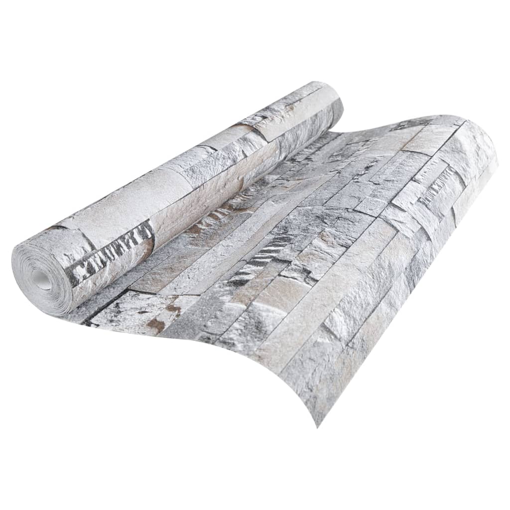 vidaXL Tapet 3D, aspect piatră gri și maro, 10x0,53 m, nețesut vidaXL Tapet 3D, aspect piatră gri și maro, 10x0,53 m, nețesut