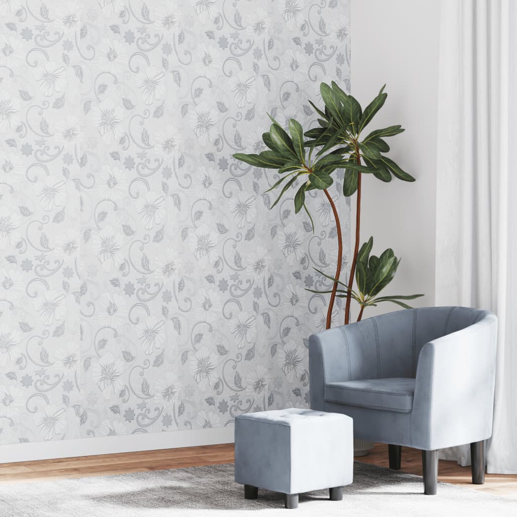 vidaXL Tapet cu model flori 3D, gri, 10x0,53 m, nețesut vidaXL Tapet cu model flori 3D, gri, 10x0,53 m, nețesut