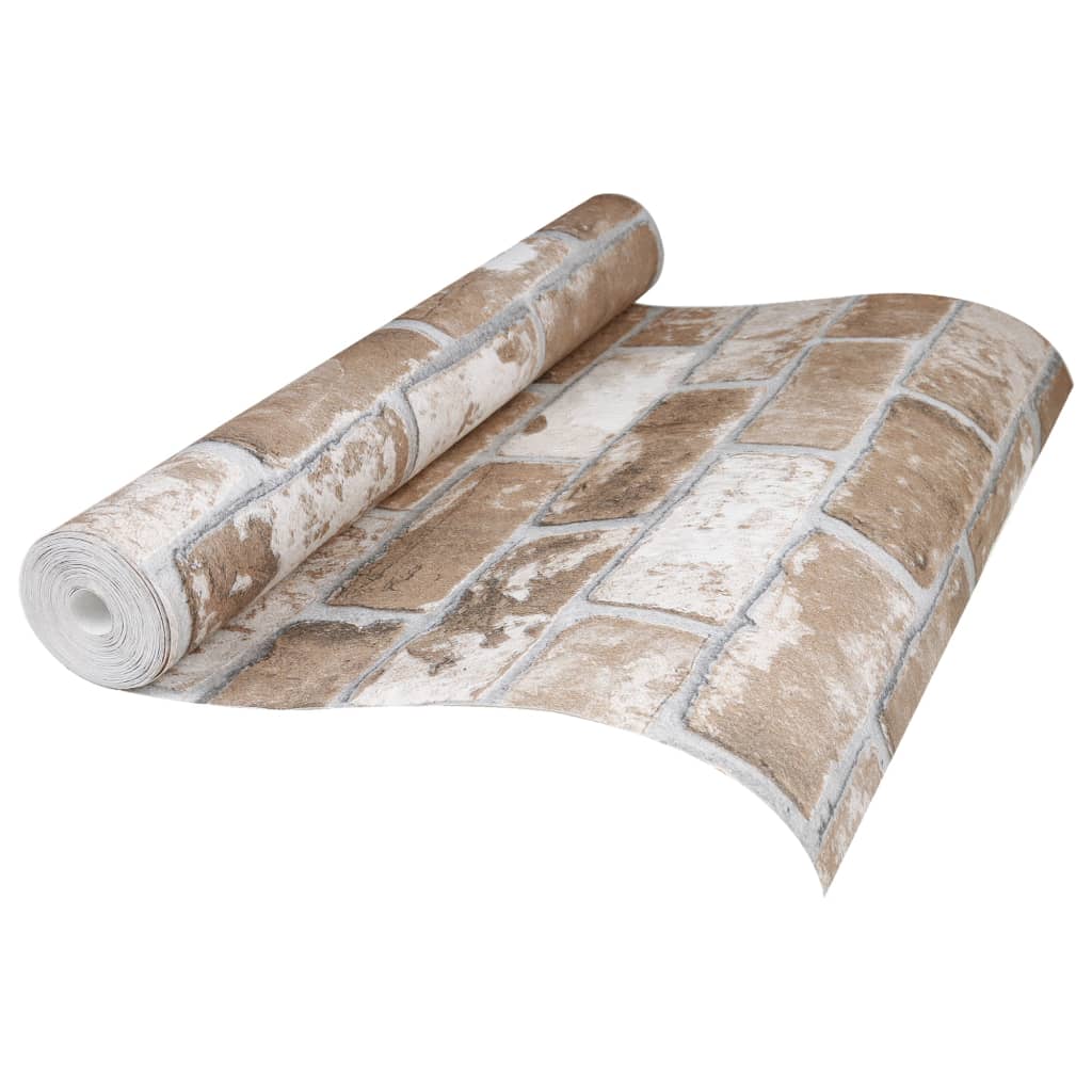 vidaXL Tapet 3D, model cărămidă, maro, 10x0,53 m, nețesut vidaXL Tapet 3D, model cărămidă, maro, 10x0,53 m, nețesut
