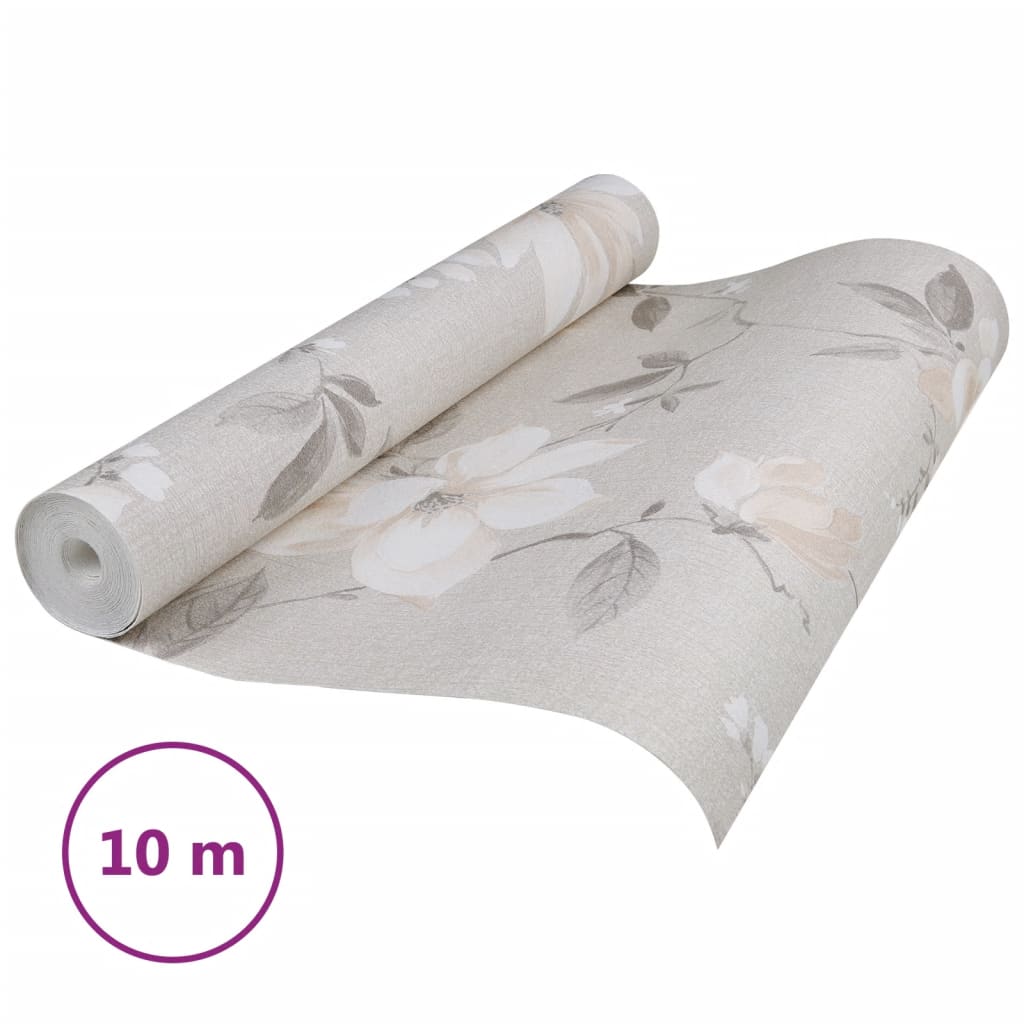 vidaXL Tapet cu model flori 3D, gri, 10x0,53 m, nețesut vidaXL Tapet cu model flori 3D, gri, 10x0,53 m, nețesut