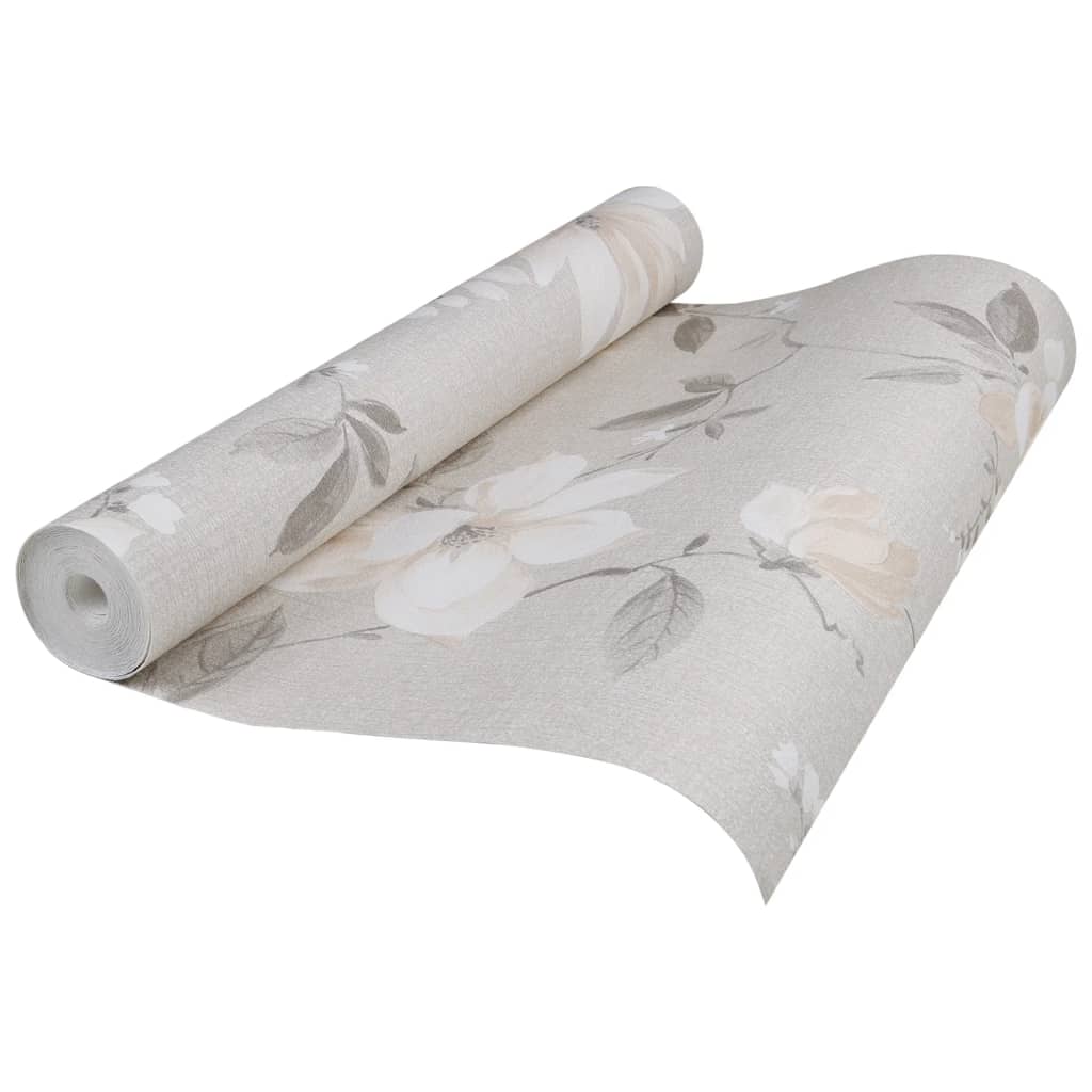 vidaXL Tapet cu model flori 3D, gri, 10x0,53 m, nețesut vidaXL Tapet cu model flori 3D, gri, 10x0,53 m, nețesut