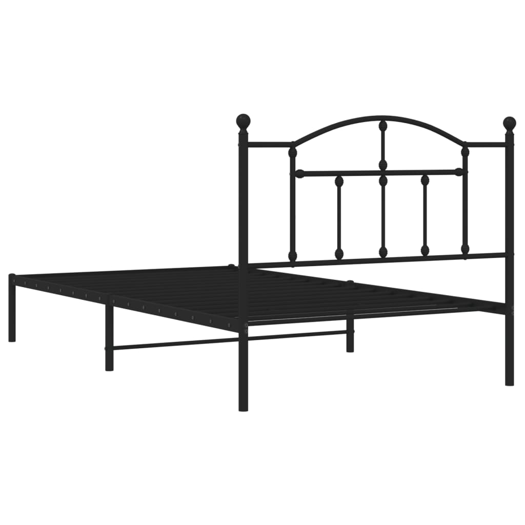 vidaXL Cadru de pat din metal cu tăblie, negru, 107x203 cm