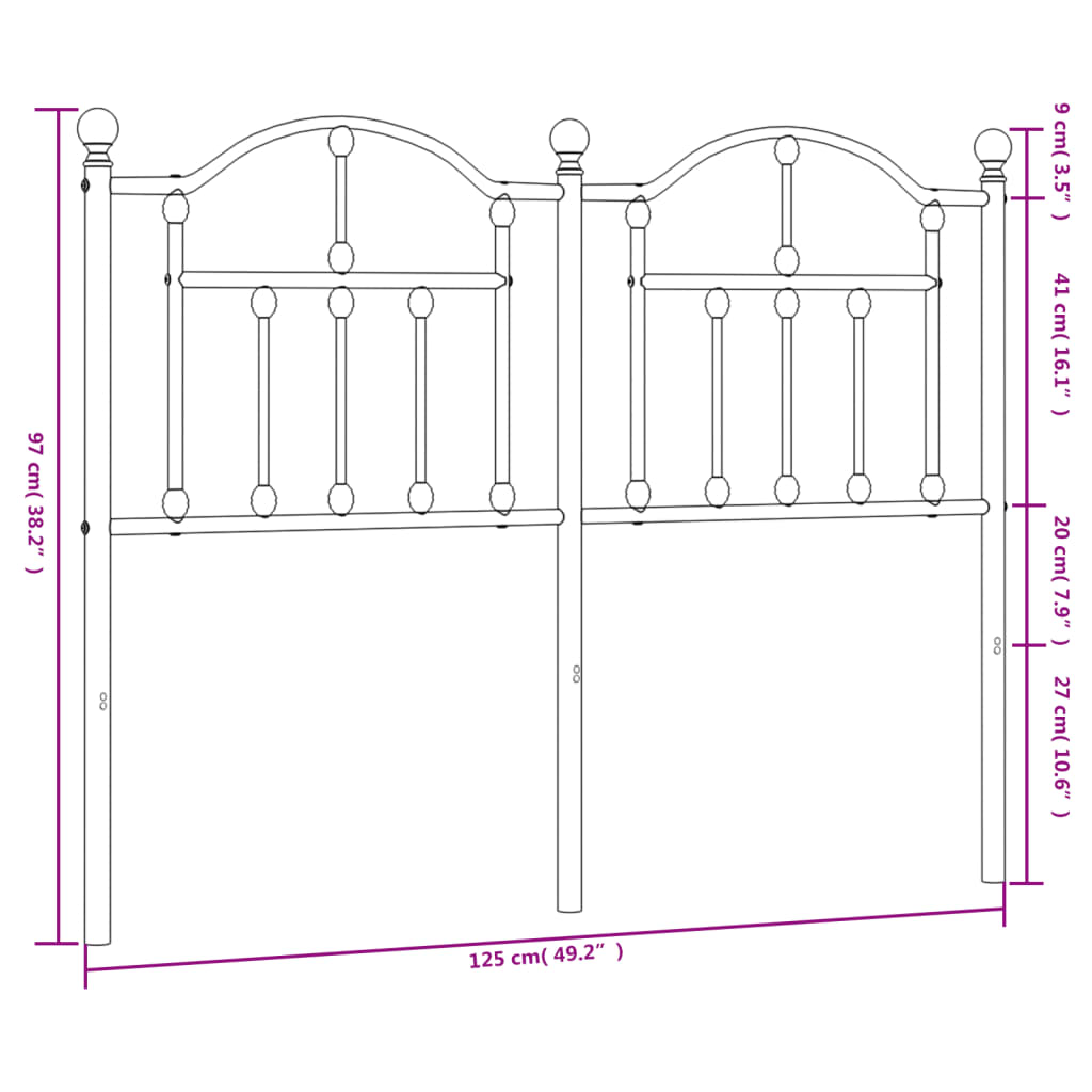 vidaXL Tăblie de pat metalică, negru, 120 cm vidaXL Tăblie de pat metalică, negru, 120 cm